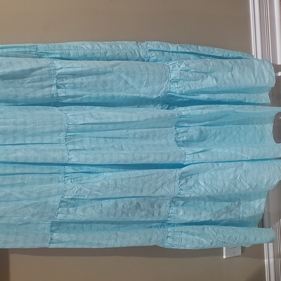 Nwt medium Trina Turk Tiered Sunglasses Maxi Dress turquoise - Picture 10 of 13